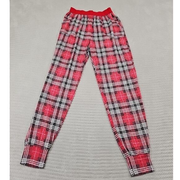 Victorias Secret Pink Pajama Pants Womens Small Red Plaid Jogger Style Soft - Picture 1 of 7